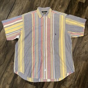 Vintage 90s Polo Ralph Lauren Men's The Big Shirt Short Sleeve Striped Size L